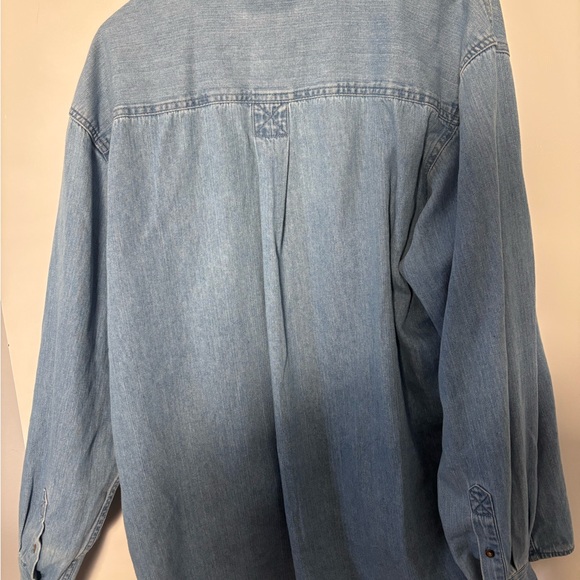 Y2K Faded Glory Light Blue Denim Shirt with Tan Collar - Picture 4 of 4